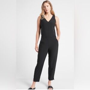 ATHLETA Black V-Neck Sleeveless Jumpsuit
